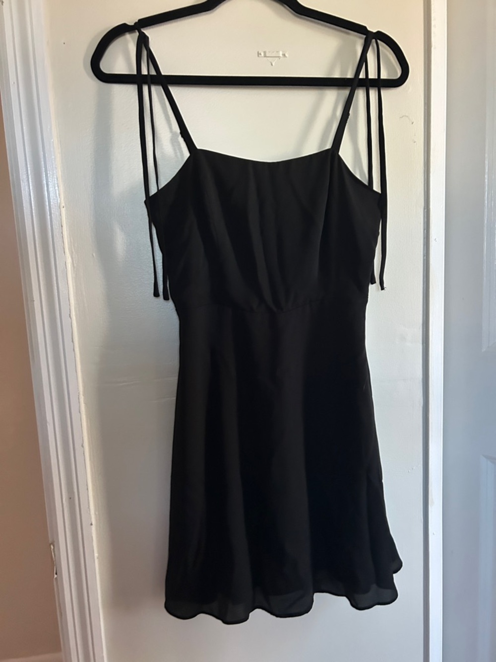 Socialite Black Tie-Shoulder Mini Slip Dress